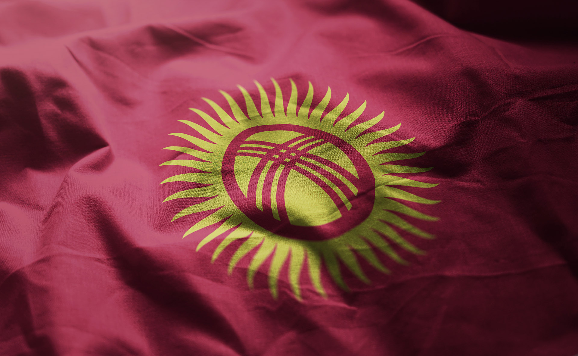 Kyrgyzstan Flag Rumpled Close Up