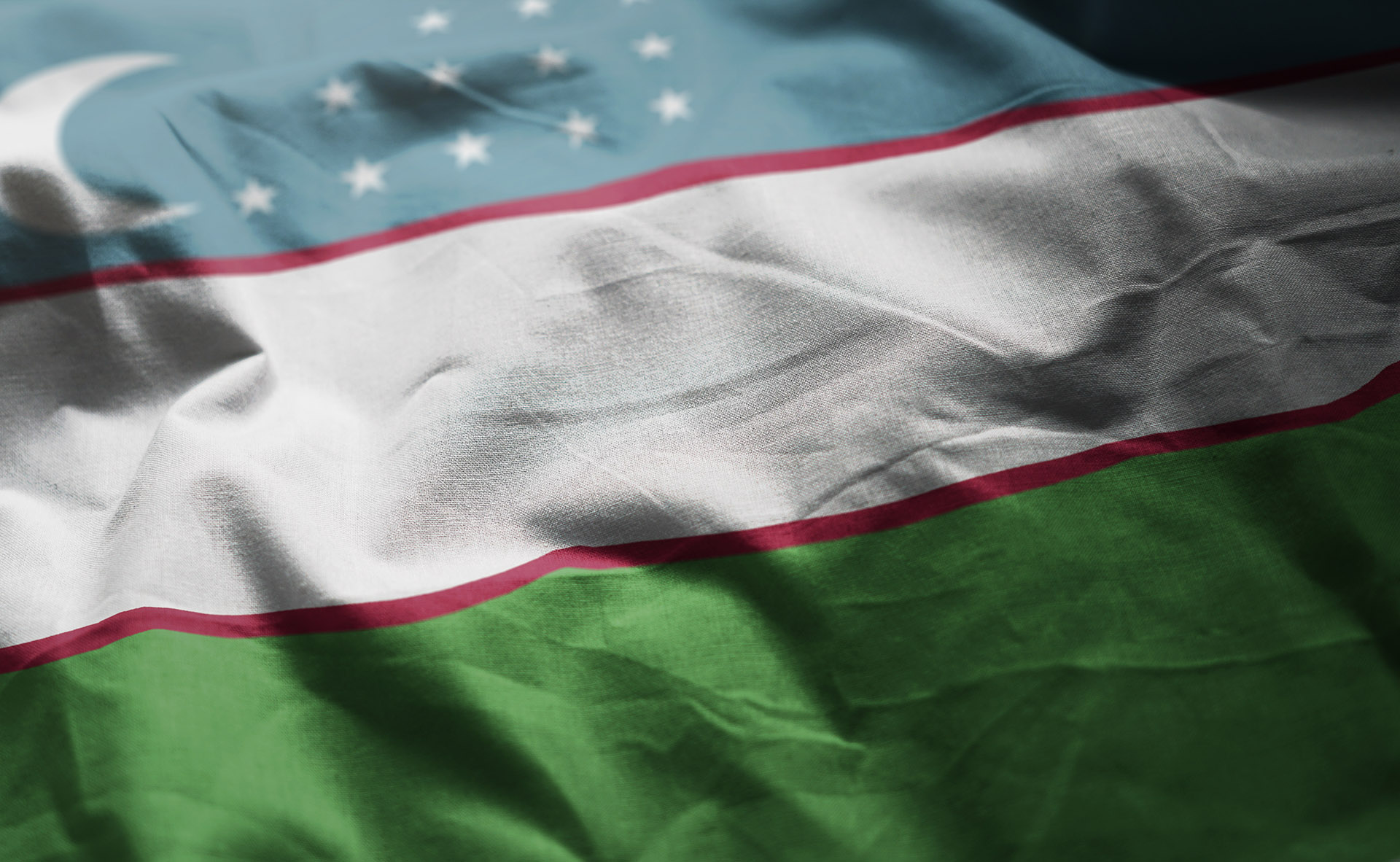Uzbekistan Flag Rumpled Close Up