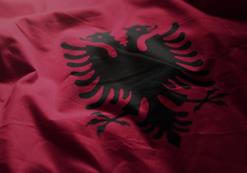 Albania Flag Rumpled Close Up