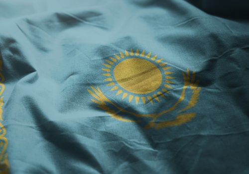 Kazakhstan Flag Rumpled Close Up