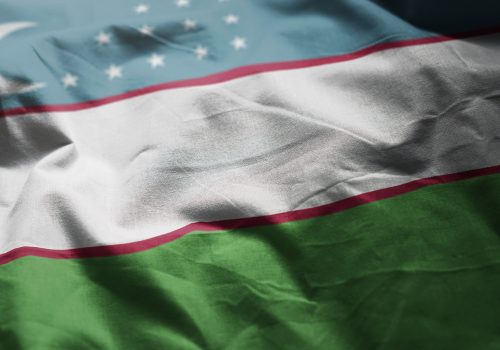 Uzbekistan Flag Rumpled Close Up